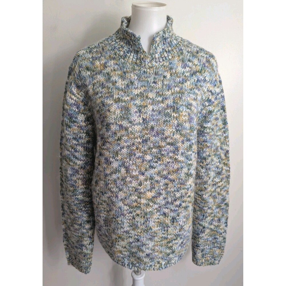 Vtg Talbots Chunky Speckled Wool Blend Sweater Raglan Pullover XL Mock Neck